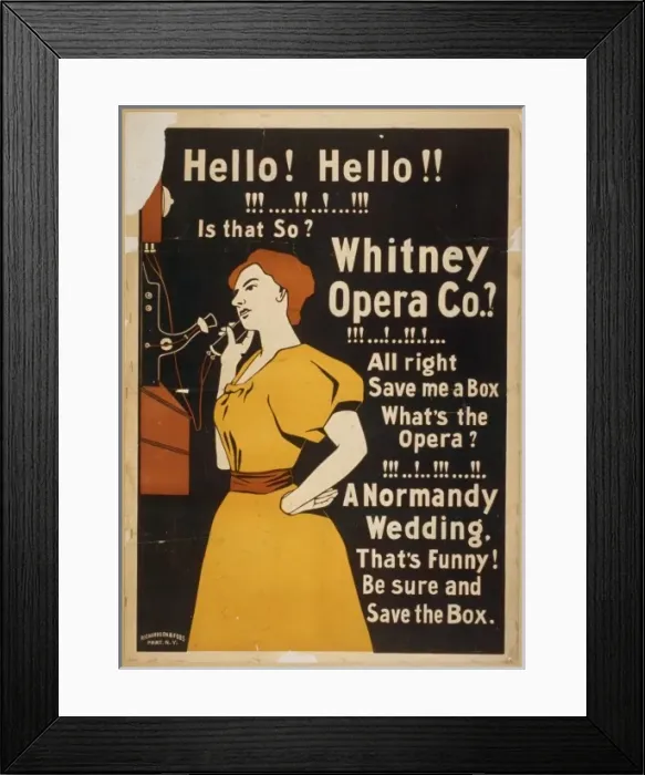 Framed Print : Hello! Hello! Is that so? Whitney Opera Co. ? All right save Framed Print : Hello! Hello! Is that so? Whitney Opera Co. ? All right save