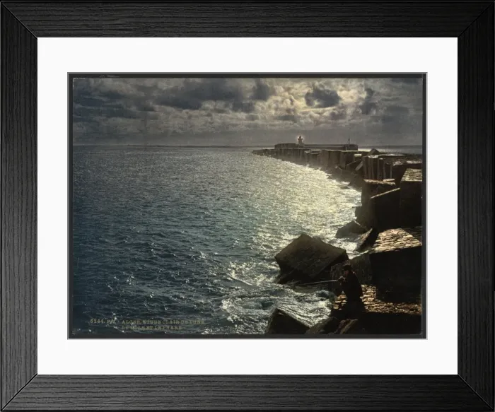 Framed Print : Moonlight view, with lighthouse, Algiers, Algeria Framed Print : Moonlight view, with lighthouse, Algiers, Algeria