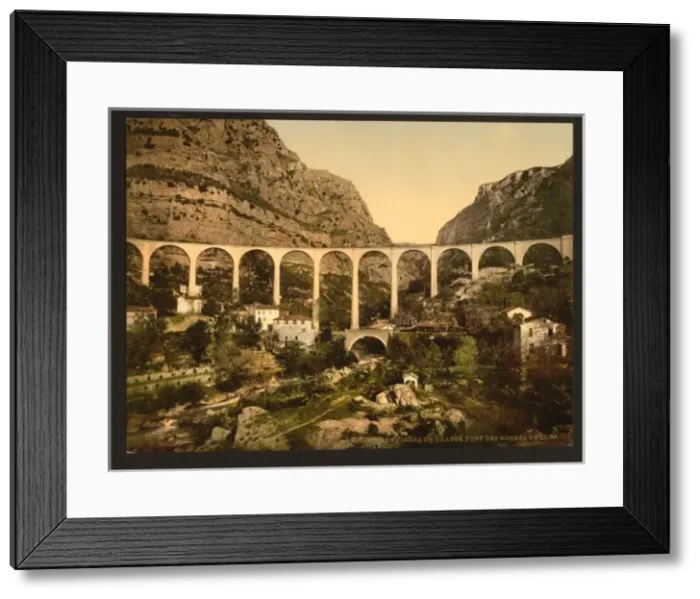Framed Print : Gourdon, gorge of the wolf, the bridge, Grasse, France Framed Print : Gourdon, gorge of the wolf, the bridge, Grasse, France