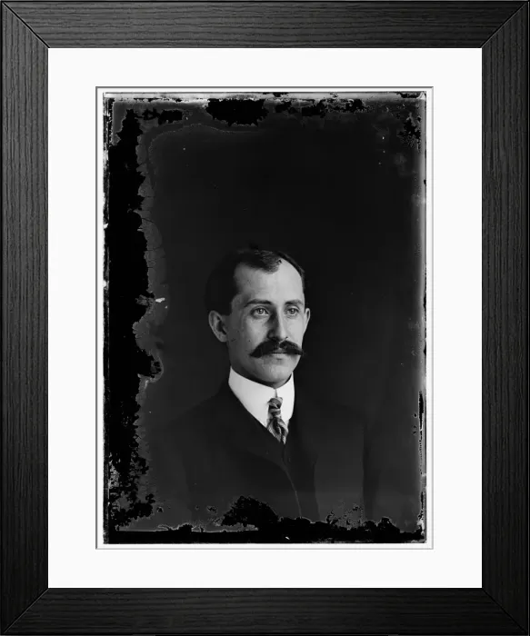Framed Print : Orville Wright, age 34, head and shoulders, with mustache Framed Print : Orville Wright, age 34, head and shoulders, with mustache