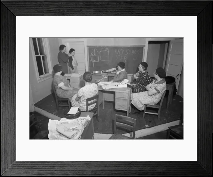 Framed Print : Dressmaking group, Westmoreland Homesteads, Mount Pleasant Framed Print : Dressmaking group, Westmoreland Homesteads, Mount Pleasant