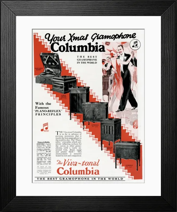 Framed Print : Advert for Columbia Gramophones Framed Print : Advert for Columbia Gramophones