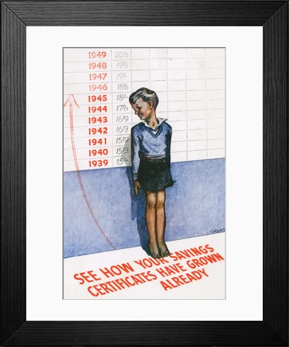 Framed Print : National Savings - Growth up to 1945 Framed Print : National Savings - Growth up to 1945