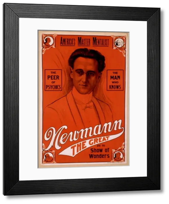 Framed Print : Americas master mentalist, Newmann the Great and his show o Framed Print : Americas master mentalist, Newmann the Great and his show o