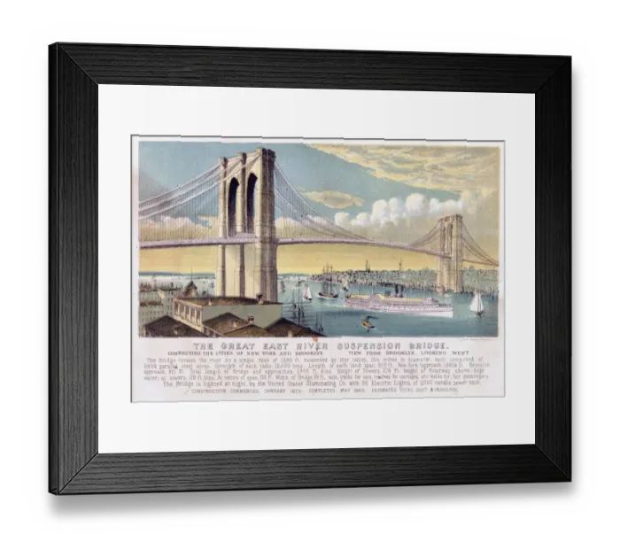 Framed Print : The Great East River Suspension Bridge Framed Print : The Great East River Suspension Bridge