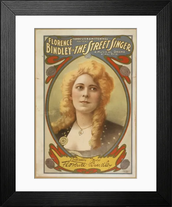 Framed Print : Forrester & Mittenthal present Florence Bindley in The stree Framed Print : Forrester & Mittenthal present Florence Bindley in The stree