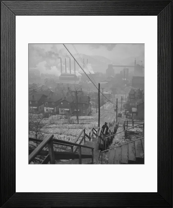 Framed Print : Long stairway in mill district of Pittsburgh, Pennsylvania Framed Print : Long stairway in mill district of Pittsburgh, Pennsylvania