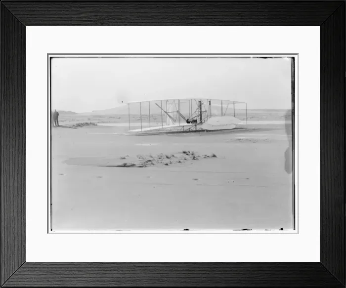 Framed Print : Close-up view of damaged 1903 machine, rudder frame broken i Framed Print : Close-up view of damaged 1903 machine, rudder frame broken i