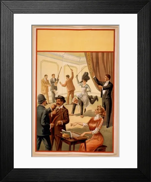 Framed Print : Hypnotist directing group of people to do unusual activities Framed Print : Hypnotist directing group of people to do unusual activities