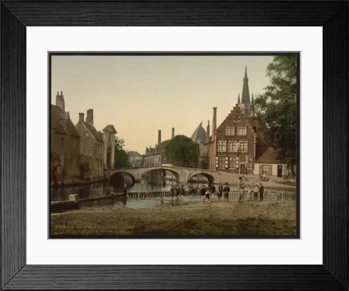Framed Print : Convent bridge and the spire of Notre Dame, Bruges, Belgium Framed Print : Convent bridge and the spire of Notre Dame, Bruges, Belgium