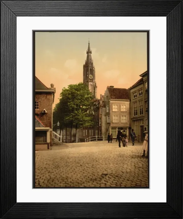 Framed Print : Fish market and new church, Delft, Holland Framed Print : Fish market and new church, Delft, Holland