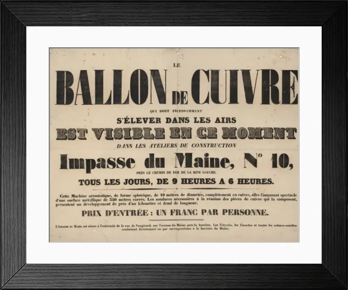 Framed Print : Le ballon de cuivre, qui doit incessamments elever dans les Framed Print : Le ballon de cuivre, qui doit incessamments elever dans les