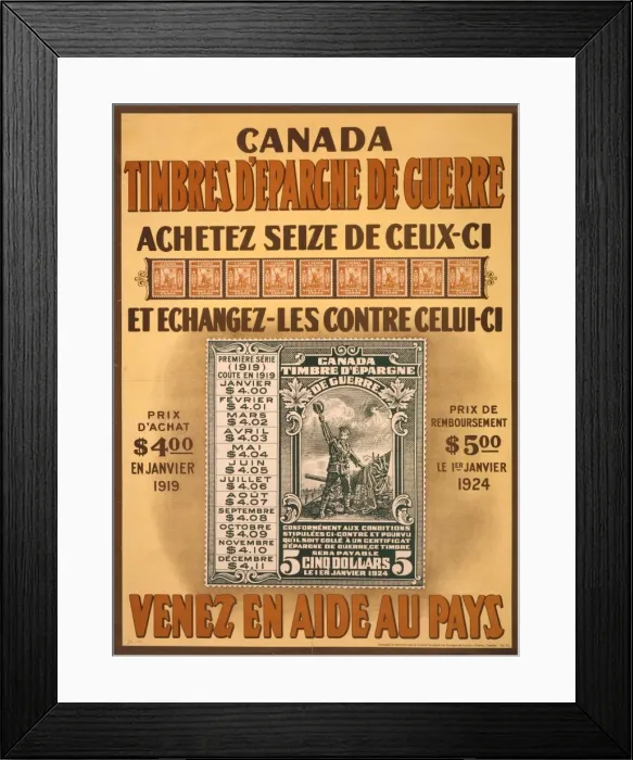 Framed Print : Canada timbres d epargne de guerre. Venez en aide au pays