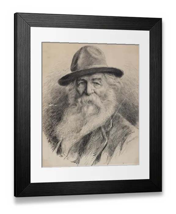 Framed Print : Walt Whitman, head-and-shoulders portrait, wearing hat Framed Print : Walt Whitman, head-and-shoulders portrait, wearing hat