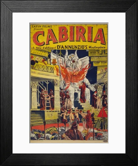 Framed Print : Cabiria. Motion picture poster for the film Cabiria shows a scene where Framed Print : Cabiria. Motion picture poster for the film Cabiria shows a scene where