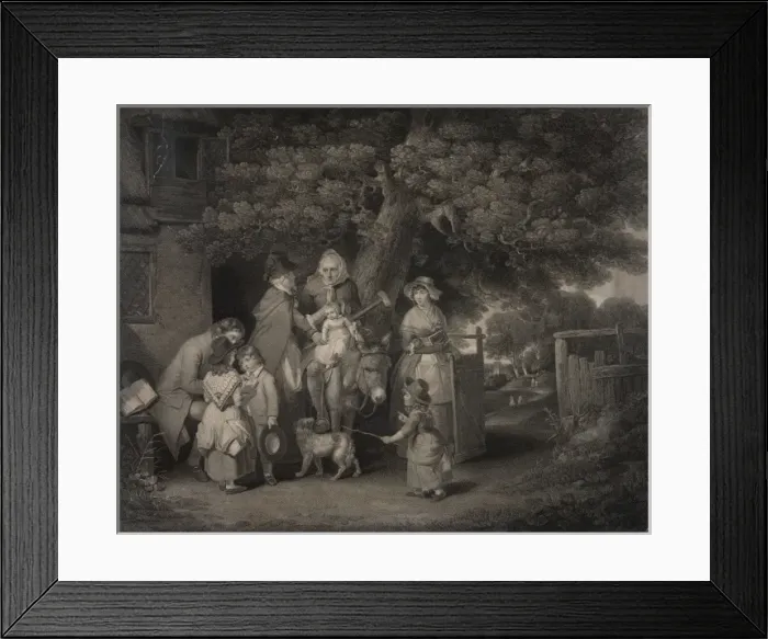 Framed Print : Sunday morning, a cottage family going to church Framed Print : Sunday morning, a cottage family going to church