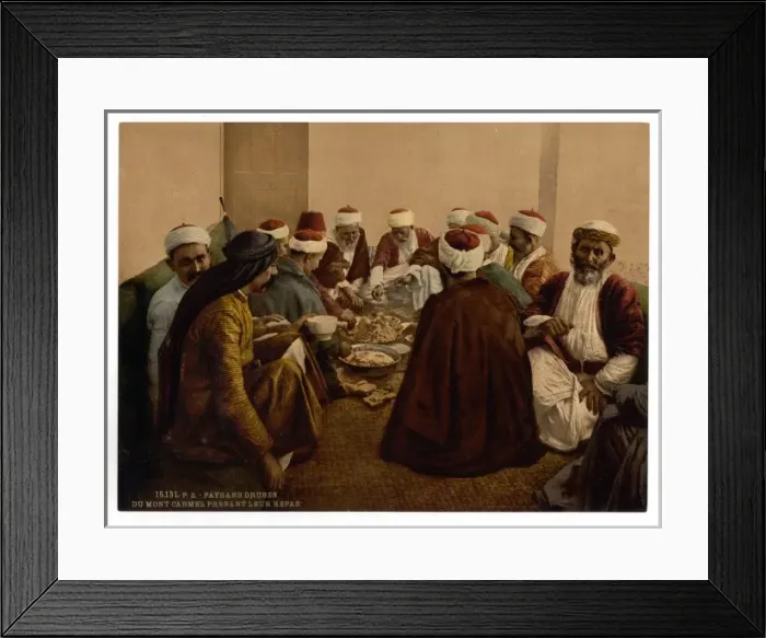 Framed Print : Peasant Druses, (i. e. Druzes) of Mount Carmel taking a meal Framed Print : Peasant Druses, (i. e. Druzes) of Mount Carmel taking a meal