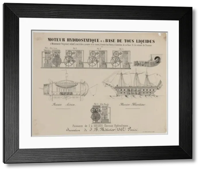 Framed Print : Moteur hydrostatique & a base de tous liquides e mouvement p Framed Print : Moteur hydrostatique & a base de tous liquides e mouvement p