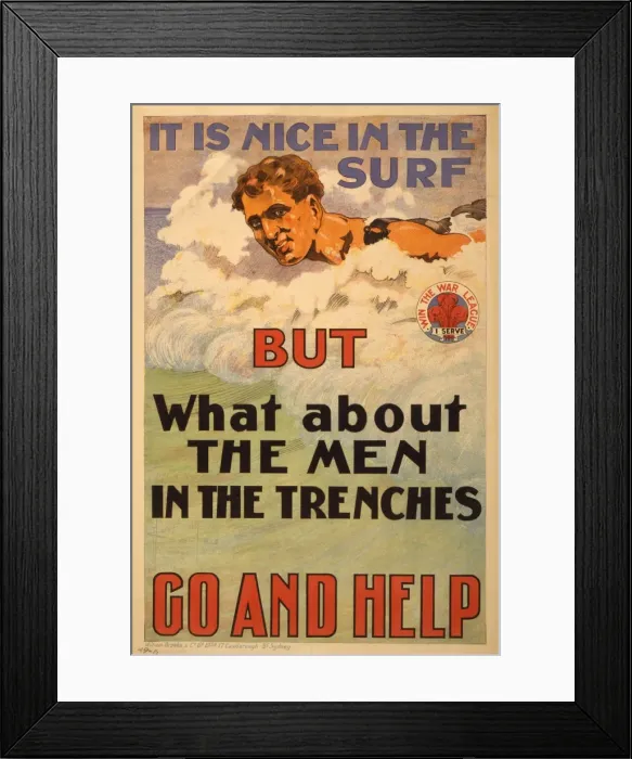 Framed Print : It is nice in the surf but what about the men in the trenche Framed Print : It is nice in the surf but what about the men in the trenche