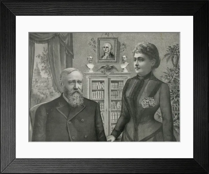 Framed Print : President Harrison and wife Framed Print : President Harrison and wife