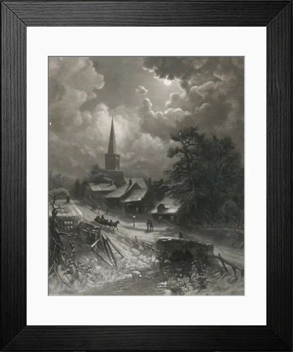 Framed Print : A moon-light sleigh-ride Framed Print : A moon-light sleigh-ride