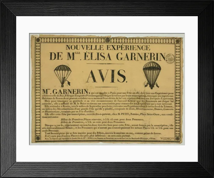 Framed Print : Nouvelle experience de Mlle. Elisa Garnerin Framed Print : Nouvelle experience de Mlle. Elisa Garnerin