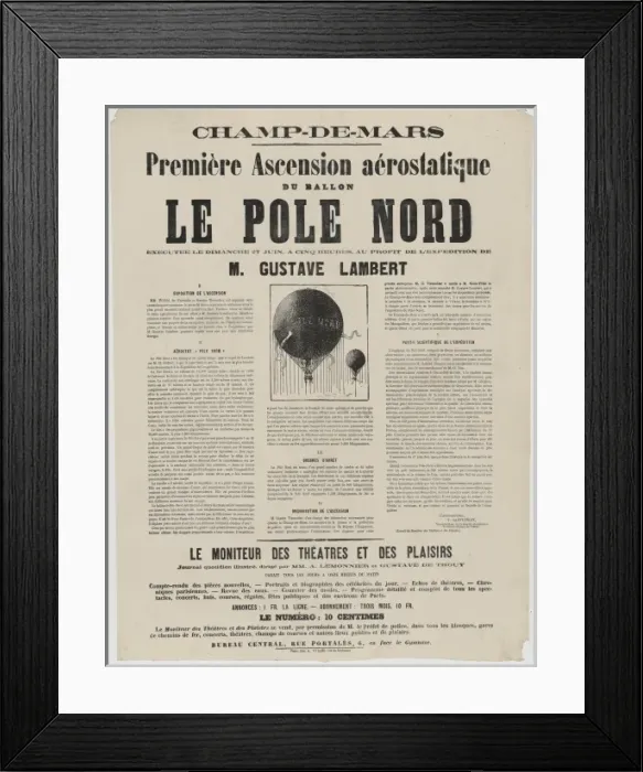 Framed Print : Champ-de-Mars. Premiere ascension aerostatique du ballon le Framed Print : Champ-de-Mars. Premiere ascension aerostatique du ballon le