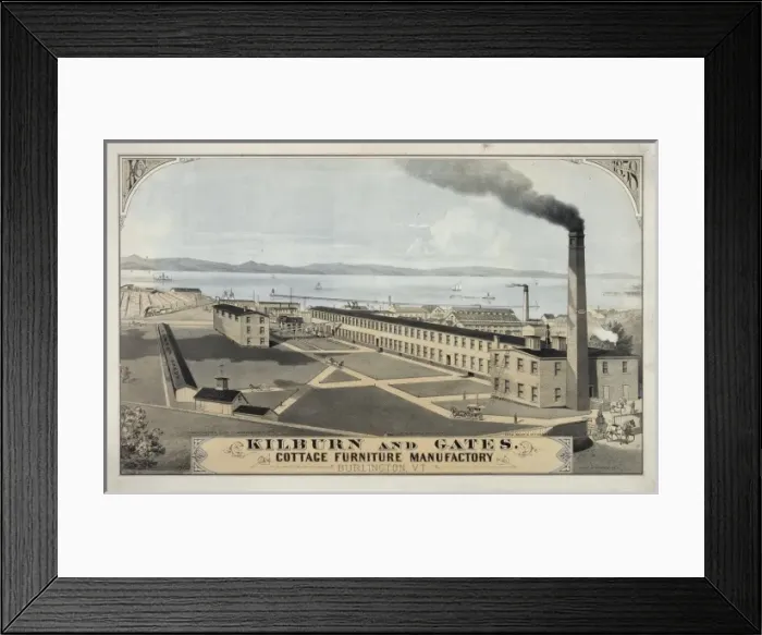 Framed Print : Kilburn and Gates. Cottage Furniture Manufactory, Burlington Framed Print : Kilburn and Gates. Cottage Furniture Manufactory, Burlington
