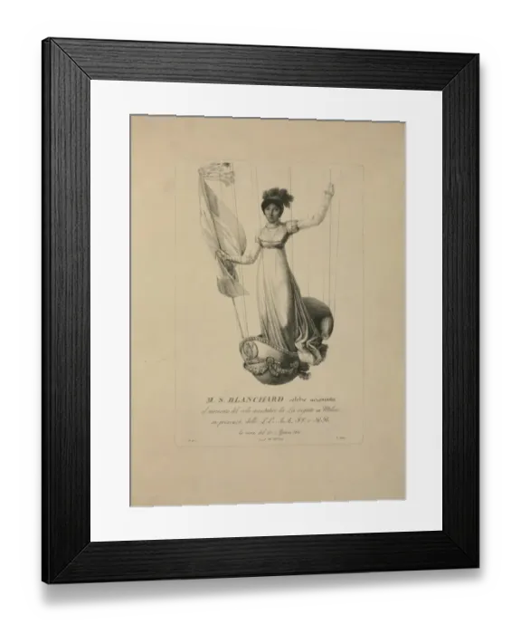 Framed Print : MS Blanchard, celebre aeronauta, al momento del volo aerosta Framed Print : MS Blanchard, celebre aeronauta, al momento del volo aerosta