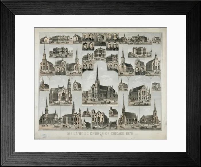 Framed Print : The Catholic church of Chicago, 1876 Framed Print : The Catholic church of Chicago, 1876