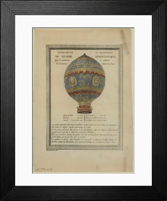 Framed Print : Figure exacte et proportions, du globe aerostatique, qui, le Framed Print : Figure exacte et proportions, du globe aerostatique, qui, le