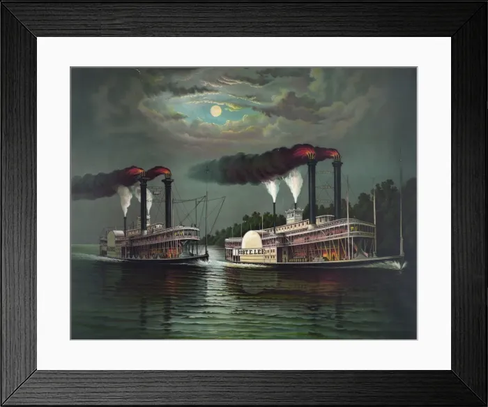 Framed Print : Celebrated race of the steamers Robt. E. Lee and Natchez Framed Print : Celebrated race of the steamers Robt. E. Lee and Natchez
