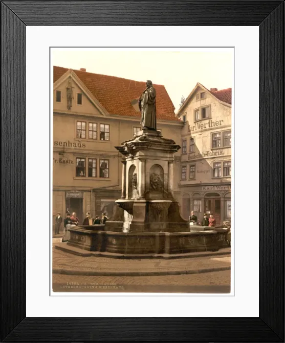 Framed Print : Luther Fountain at Riesenhaus, Nordhausen, Thuringia, German Framed Print : Luther Fountain at Riesenhaus, Nordhausen, Thuringia, German