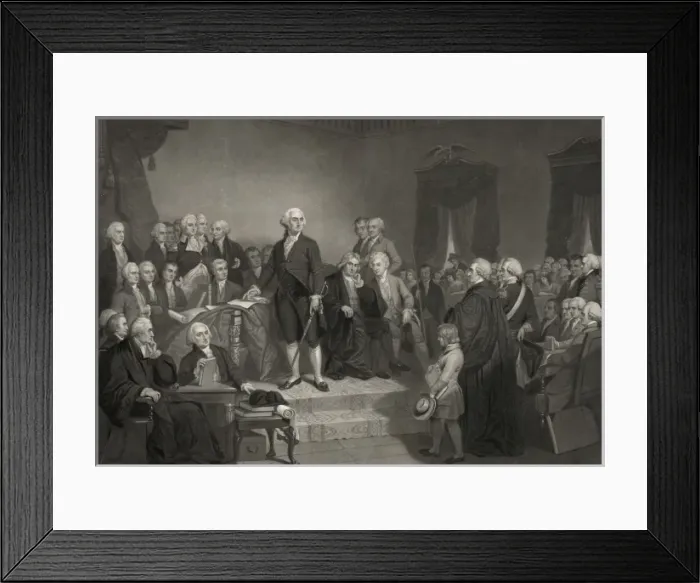 Framed Print : Washington delivering his inaugural address April 1789, in t Framed Print : Washington delivering his inaugural address April 1789, in t