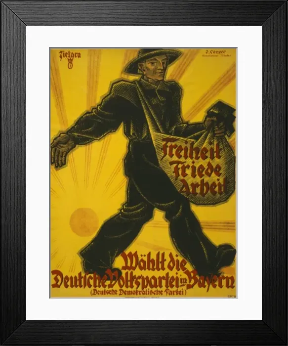 Framed Print : Freiheit, Friede, Arbeit. Wahlt die Deutsche Volkspartei in Framed Print : Freiheit, Friede, Arbeit. Wahlt die Deutsche Volkspartei in