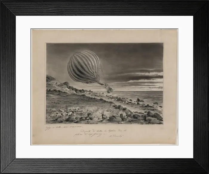 Framed Print : Descente du ballon le Neptune dans les falaises du Cap Gris- Framed Print : Descente du ballon le Neptune dans les falaises du Cap Gris-