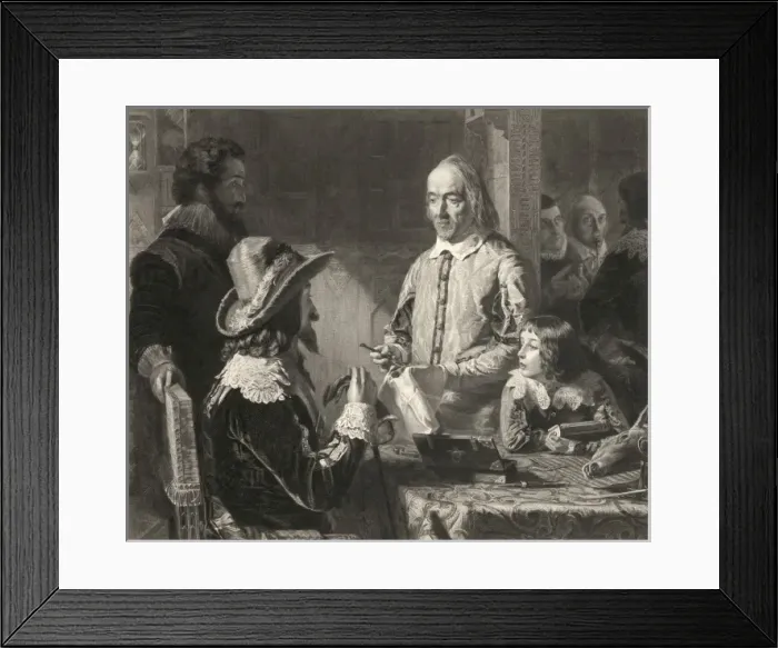 Framed Print : Harvey demonstrating to Charles the first his theory of Framed Print : Harvey demonstrating to Charles the first his theory of
