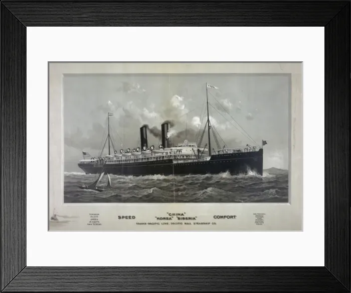 Framed Print : China Korea Siberia speed comfort trans-pacific line, Pacifi Framed Print : China Korea Siberia speed comfort trans-pacific line, Pacifi