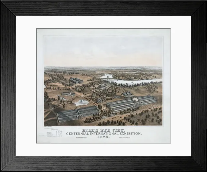 Framed Print : Birds eye view. Centennial international exhibition. 1876 Framed Print : Birds eye view. Centennial international exhibition. 1876
