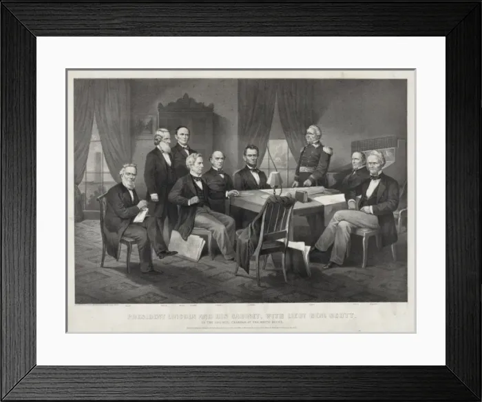 Framed Print : President Lincoln and his cabinet, with Lieut. Genl. Scott Framed Print : President Lincoln and his cabinet, with Lieut. Genl. Scott