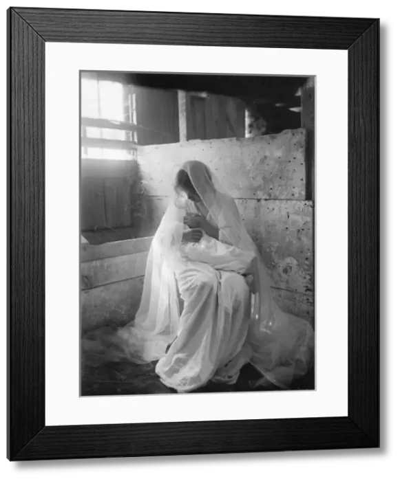 Framed Print : The Manger, an experimental negative to show values of white Framed Print : The Manger, an experimental negative to show values of white