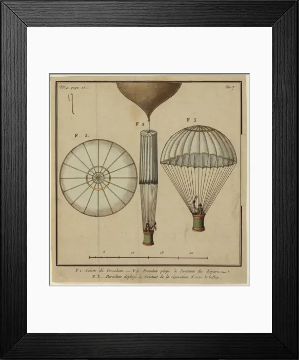 Framed Print : Le premier parachute de Jacques Garnerin, essaye par lui-mem Framed Print : Le premier parachute de Jacques Garnerin, essaye par lui-mem