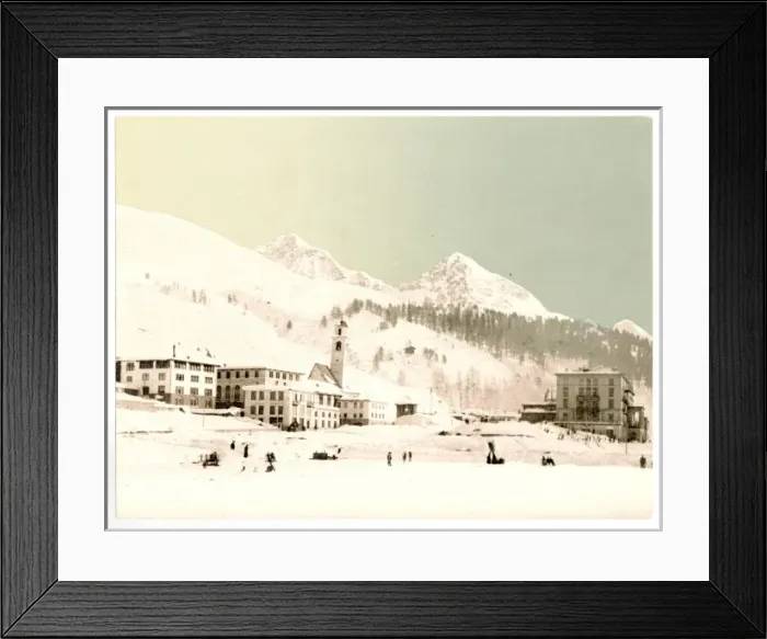 Framed Print : St. Moritz, Grisons, Switzerland, in winter (reversed) Framed Print : St. Moritz, Grisons, Switzerland, in winter (reversed)