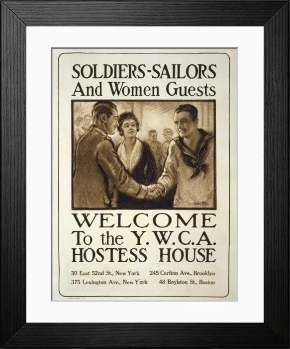 Framed Print : Soldiers-sailors and women guests - Welcome to the YWCA host