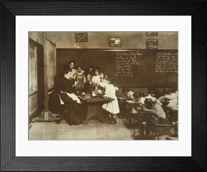 Framed Print : Steamer Glass in Hancock School, Boston. Immigrant children Framed Print : Steamer Glass in Hancock School, Boston. Immigrant children