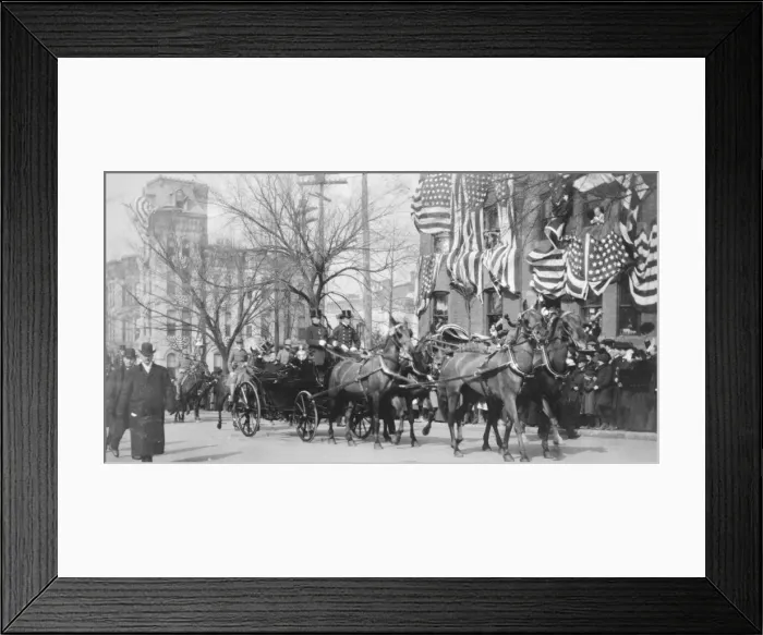 Framed Print : Theodore Roosevelt sitting in an open carriage enroute to th