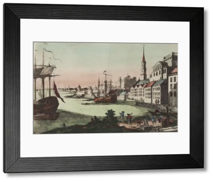 Framed Print : Vue de Boston vers le cale du port Framed Print : Vue de Boston vers le cale du port