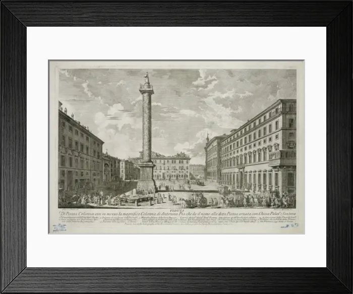 Framed Print : Veduta di piazza colonna con in mezzo la magnifica colonna d Framed Print : Veduta di piazza colonna con in mezzo la magnifica colonna d