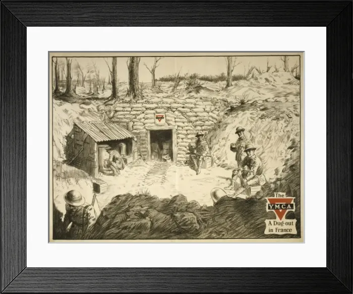 Framed Print : The YMCA A dug-out in France Framed Print : The YMCA A dug-out in France
