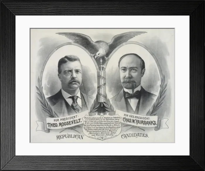 Framed Print : Republican candidates. For President, Theo. Roosevelt. For V Framed Print : Republican candidates. For President, Theo. Roosevelt. For V